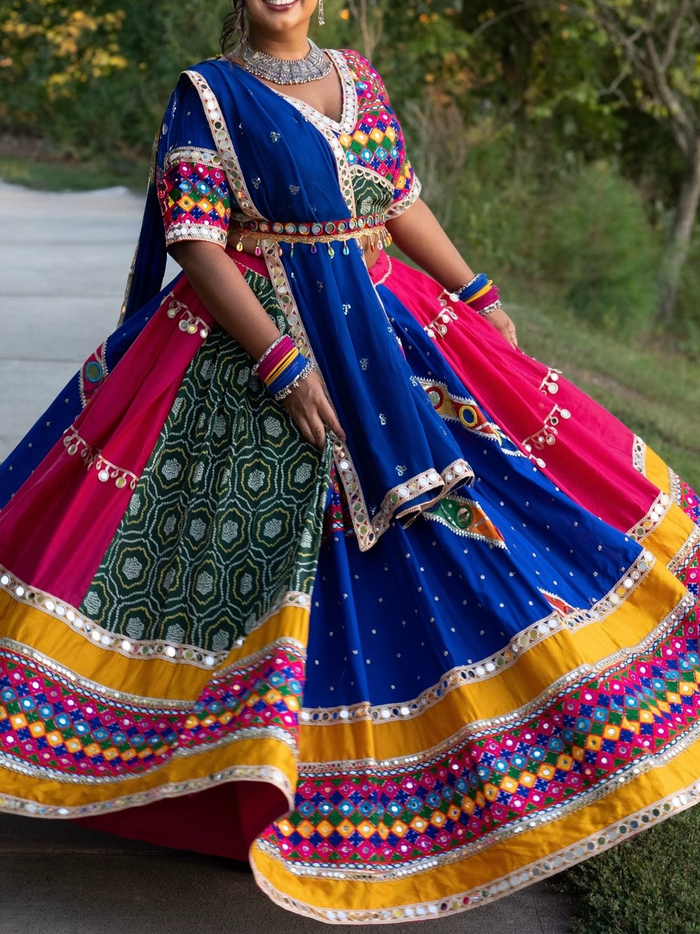 Vibrant Blue & Pink Traditional Women’s Skirt